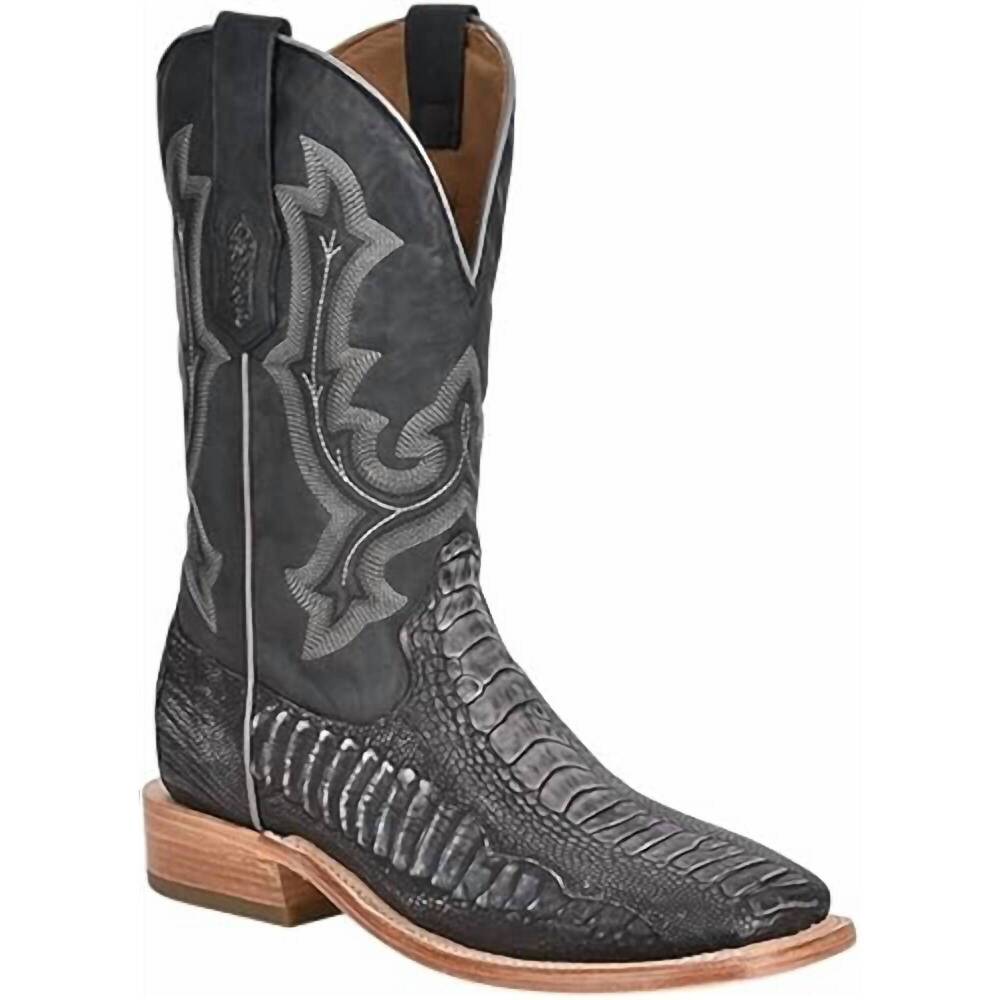NEW CORRAL men's ostrich leg embroidered western boots in black